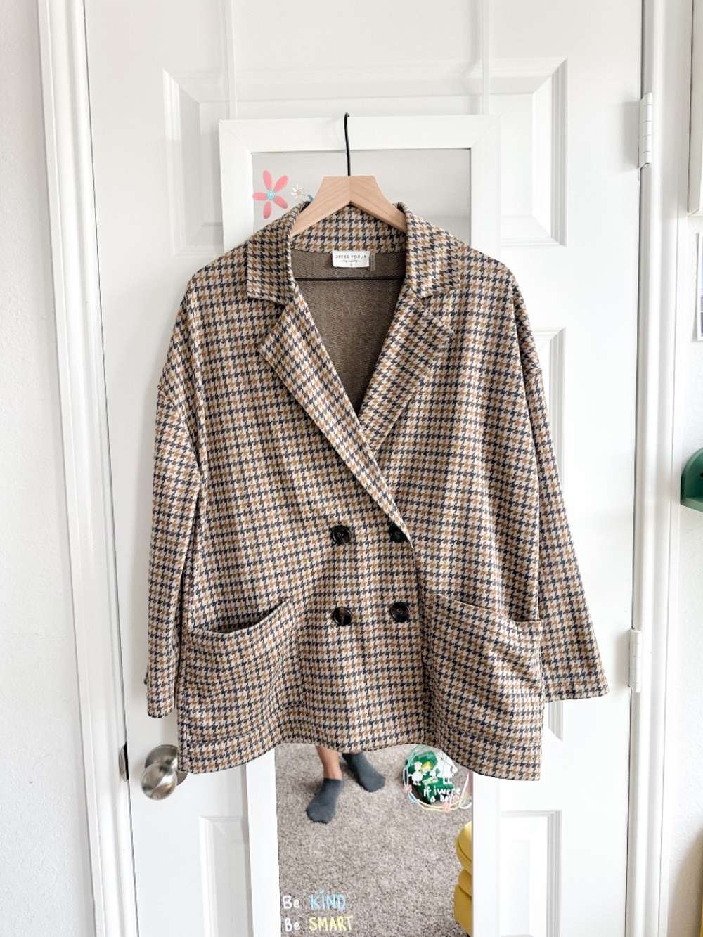 Dress Forum Oversized Houndstooth Sweater Blazer Small